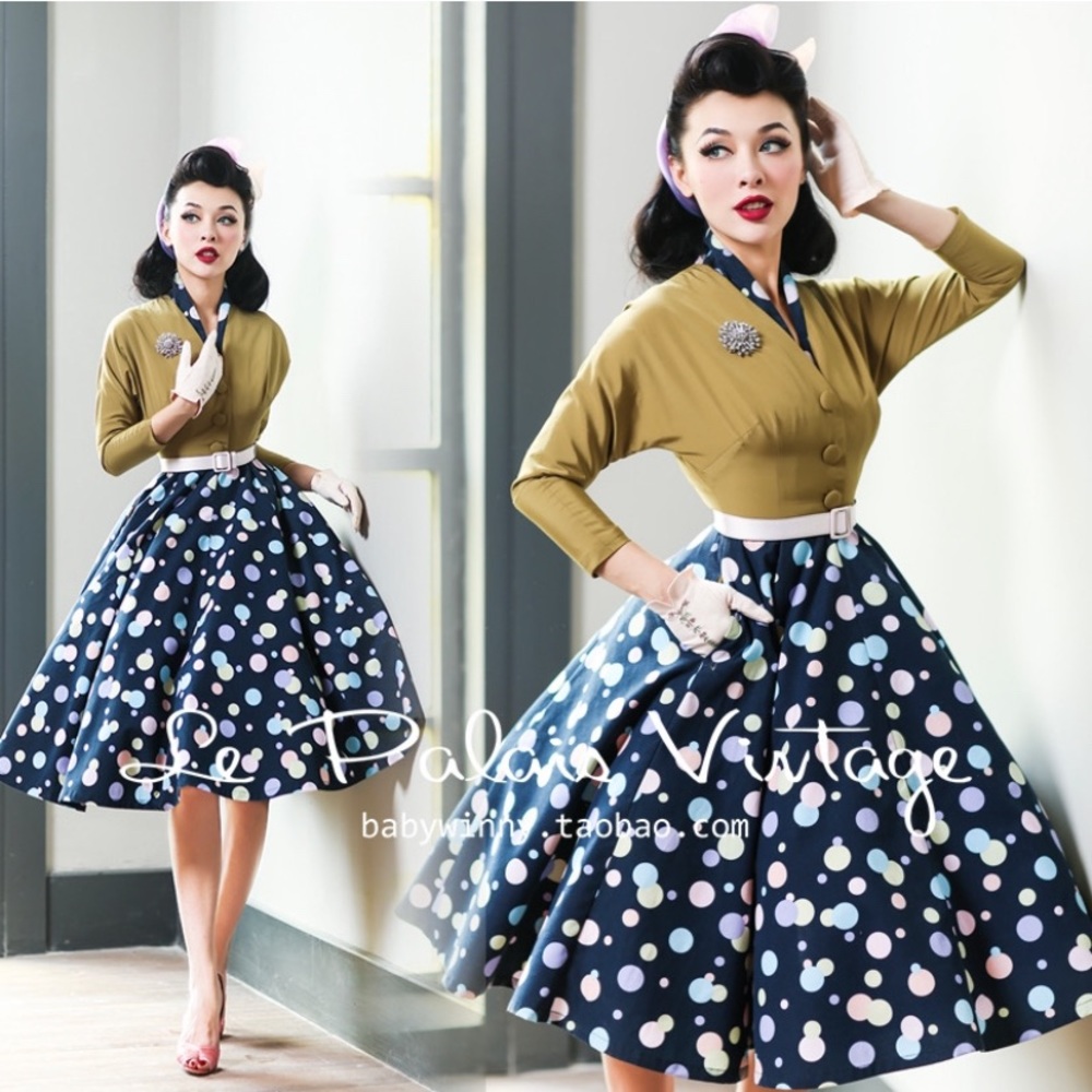 Le Palais Vintage Colorful Polka Dot Circle Dress
